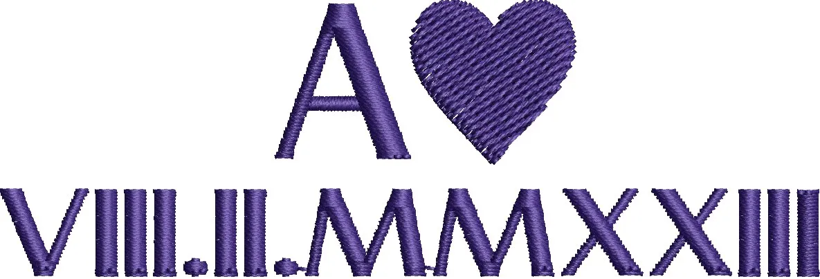 Alternative view of  A Heart Roman Numeral Date Embroidery 