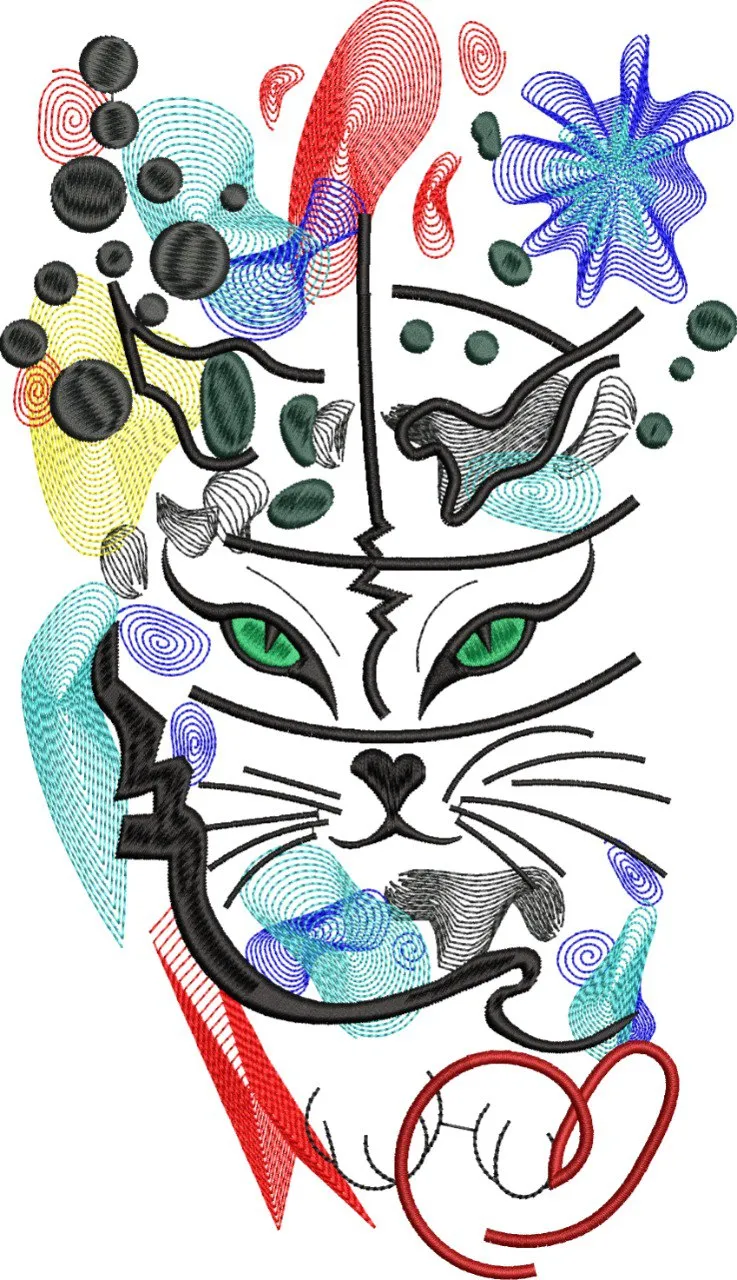 Alternative view of  Abstract Cat Face with Colorful Swirls 