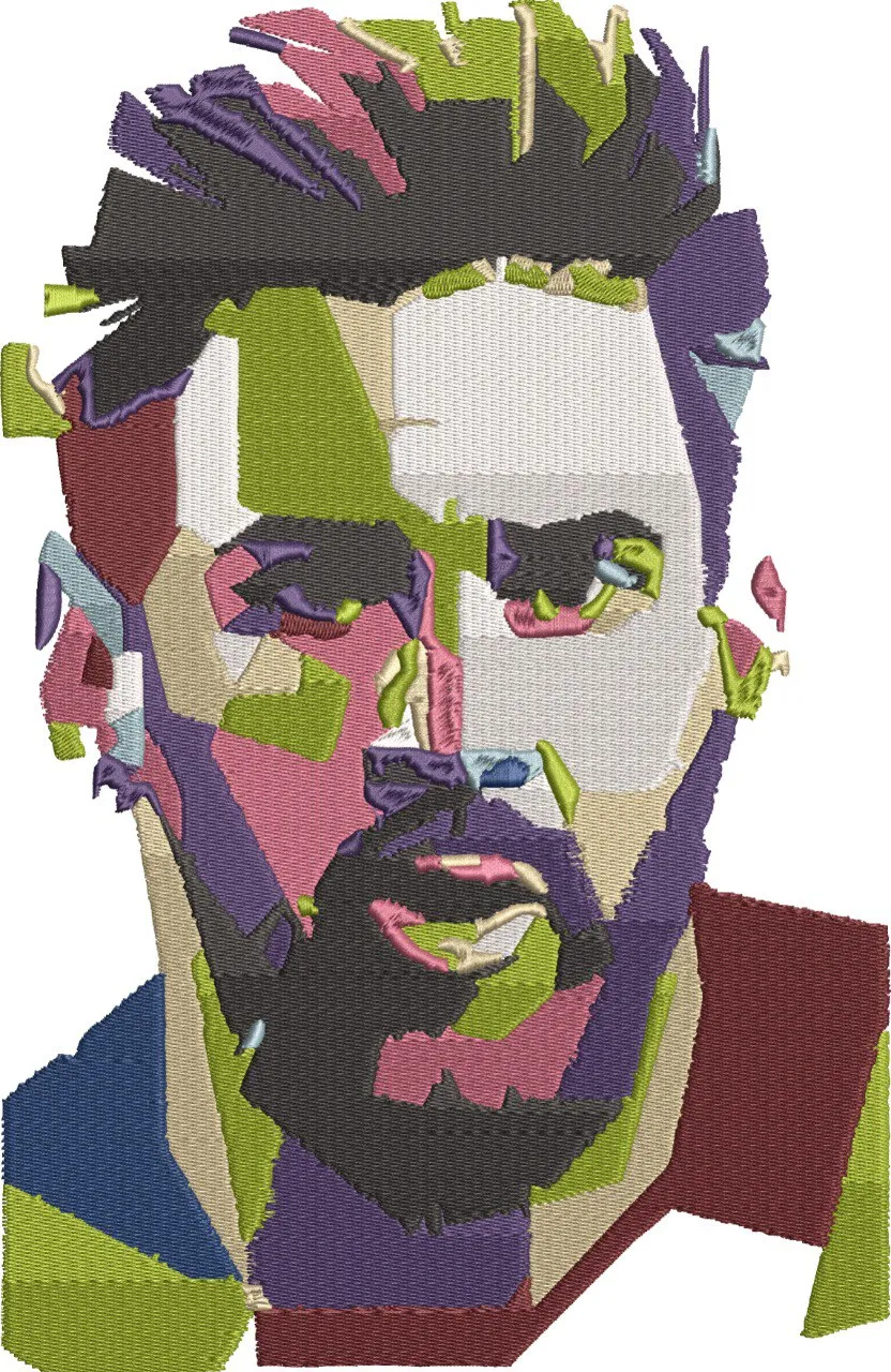Alternative view of  Abstract Male Portrait Colorful Embroidery 