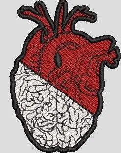 Alternative view of  Anatomical Heart Brain Fusion Embroidery 