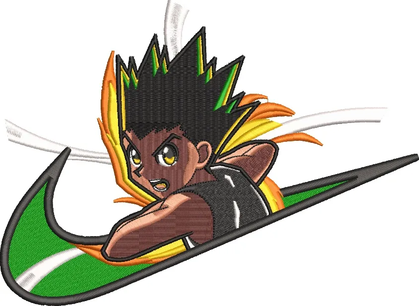 Alternative view of  Anime Boy with Nike Swoosh and Flame Effects 