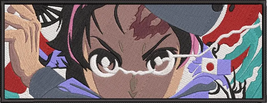 Alternative view of  Anime Girl Intense Gaze with Japan Flag Motif 