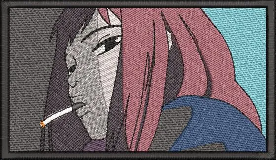 Alternative view of  Anime Girl Smoking Embroidered Patch 
