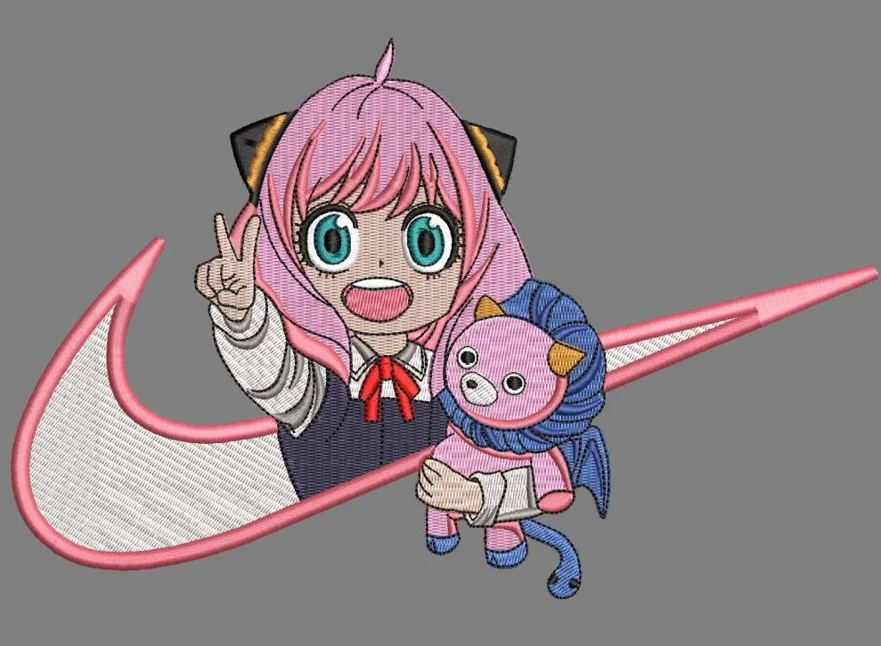 Alternative view of  Anya Forger Holding Chimera Plush with Pink Nike Logo 