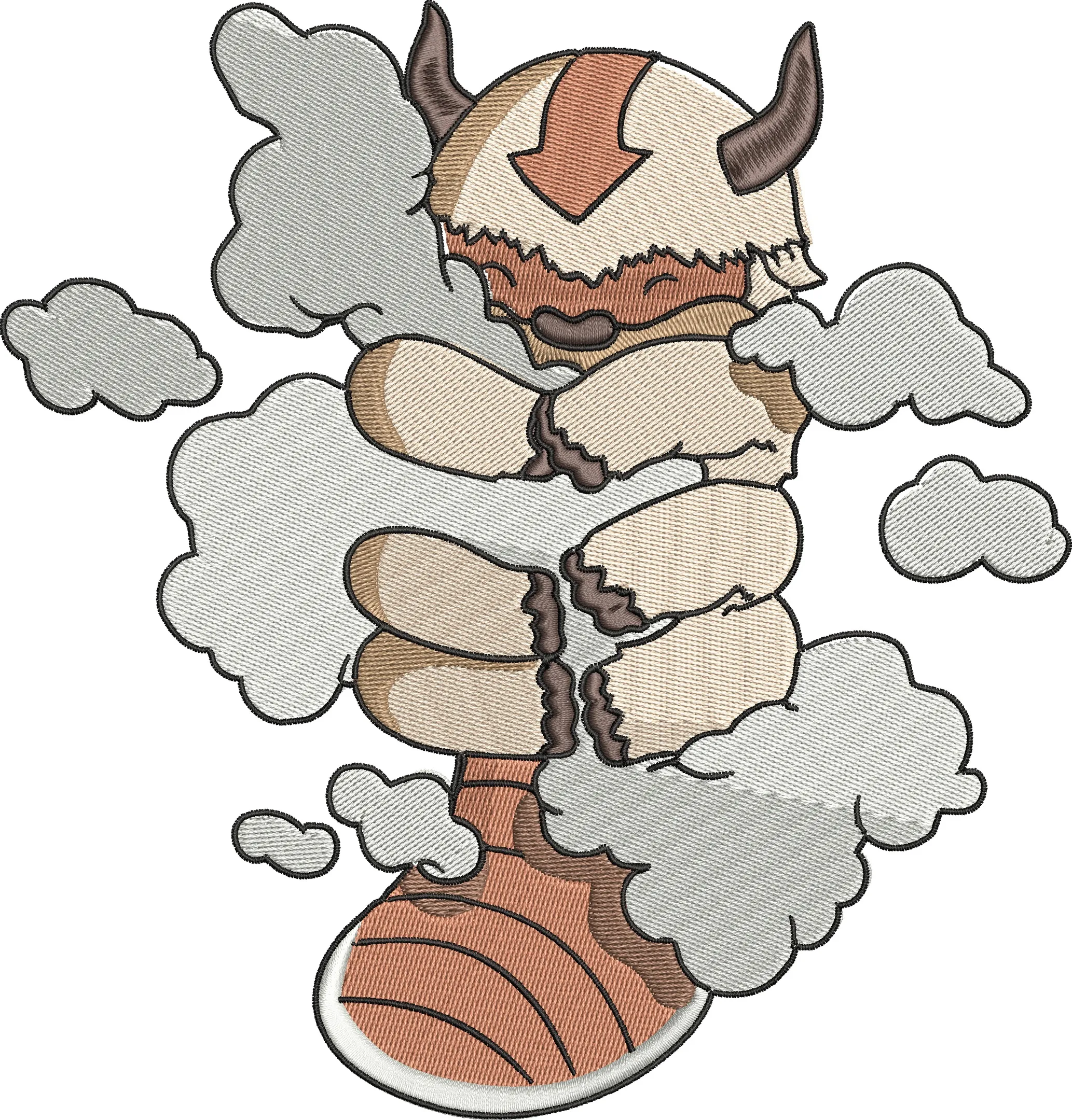 Alternative view of  Appa Flying with Clouds Embroidery 