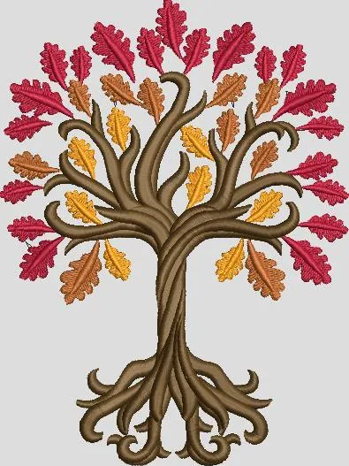 Alternative view of  Autumn Oak Tree Embroidery 
