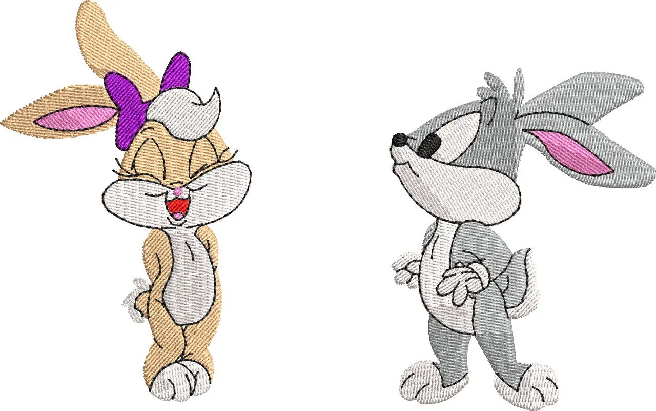 Alternative view of  Baby Lola Bunny and Baby Bugs Bunny Embroidery 
