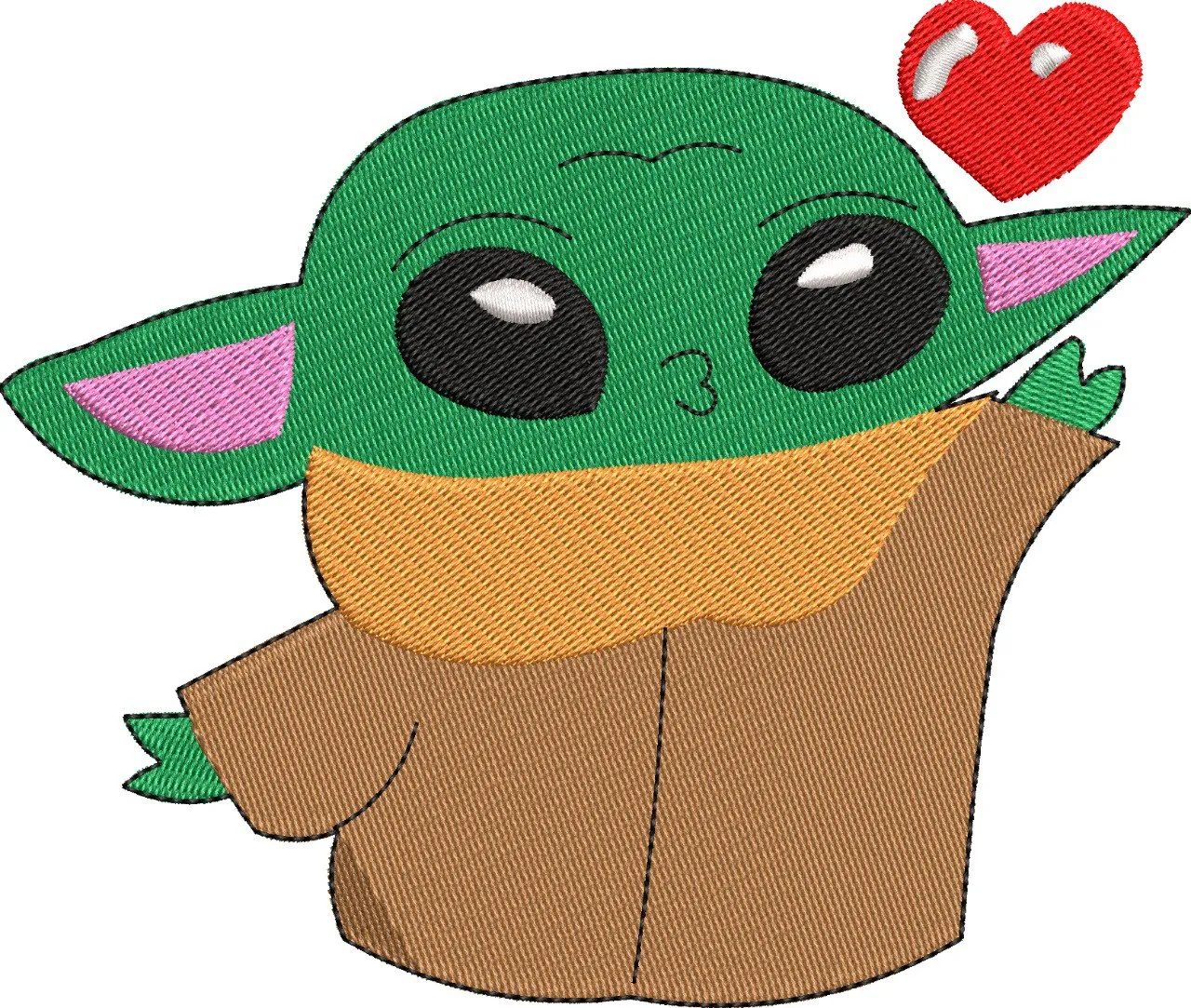 Alternative view of  Baby Yoda with Heart Embroidery Patch 