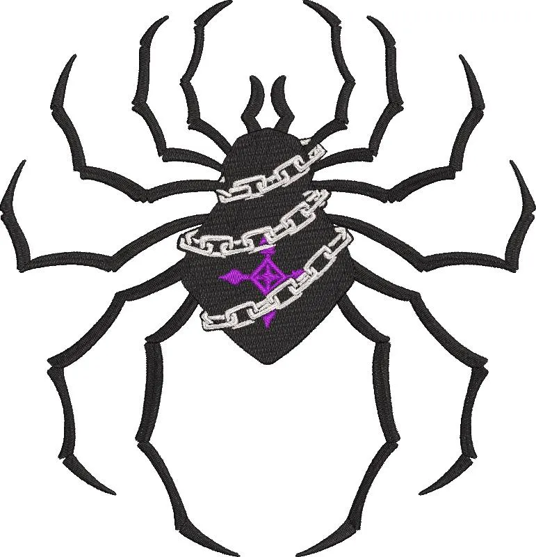 Alternative view of  Black Spider with Chains and Purple Mark 