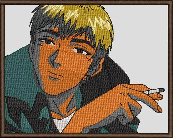 Alternative view of  Blond Anime Guy Smoking Cigarette 