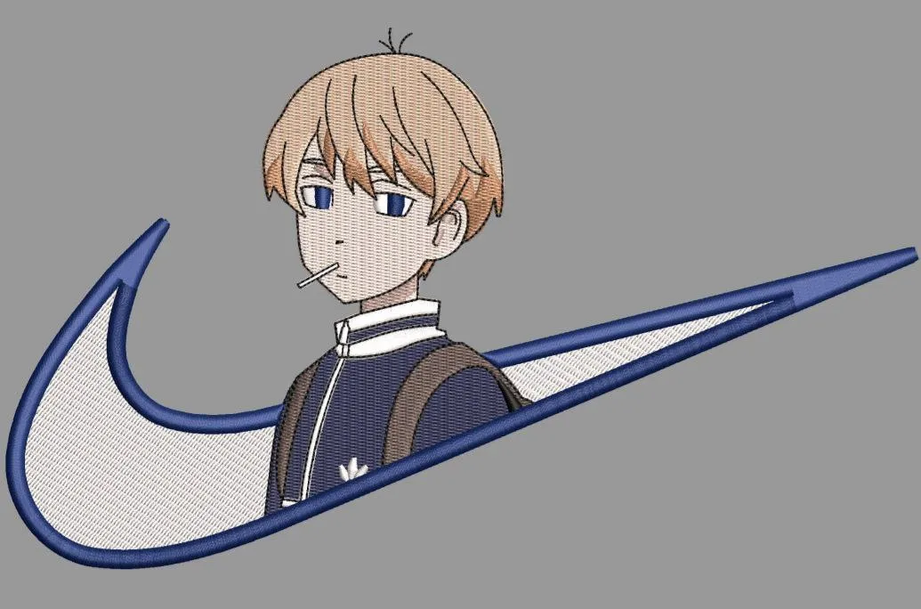 Alternative view of  Blonde Anime Boy in Blue Nike Swoosh 