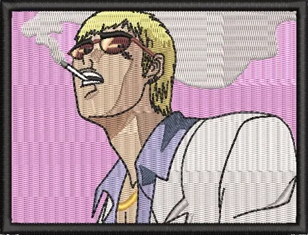 Alternative view of  Blonde Anime Man Smoking with Sunglasses 