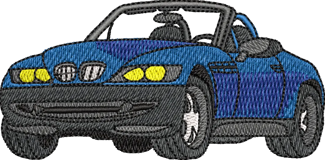 Alternative view of  Blue Convertible Sports Car Embroidery 