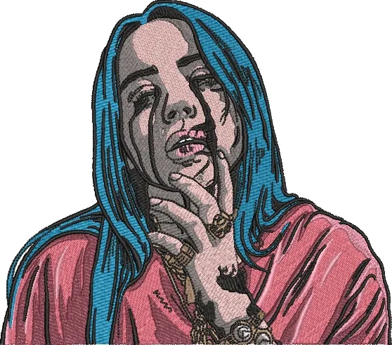 Alternative view of  Blue Haired Woman in Pink Shirt Embroidered Patch 