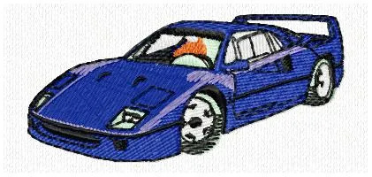 Alternative view of  Blue Sports Car Embroidery 