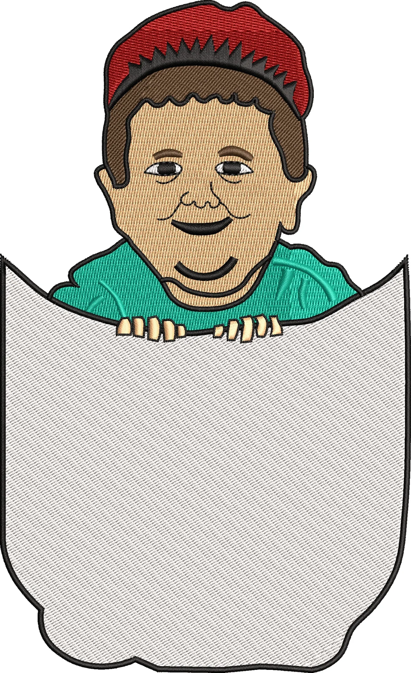 Alternative view of  Boy with Red Cap in Shirt Pocket Embroidery 