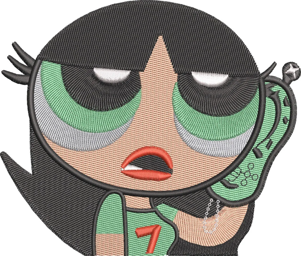 Alternative view of  Buttercup on the Phone Embroidery Patch 