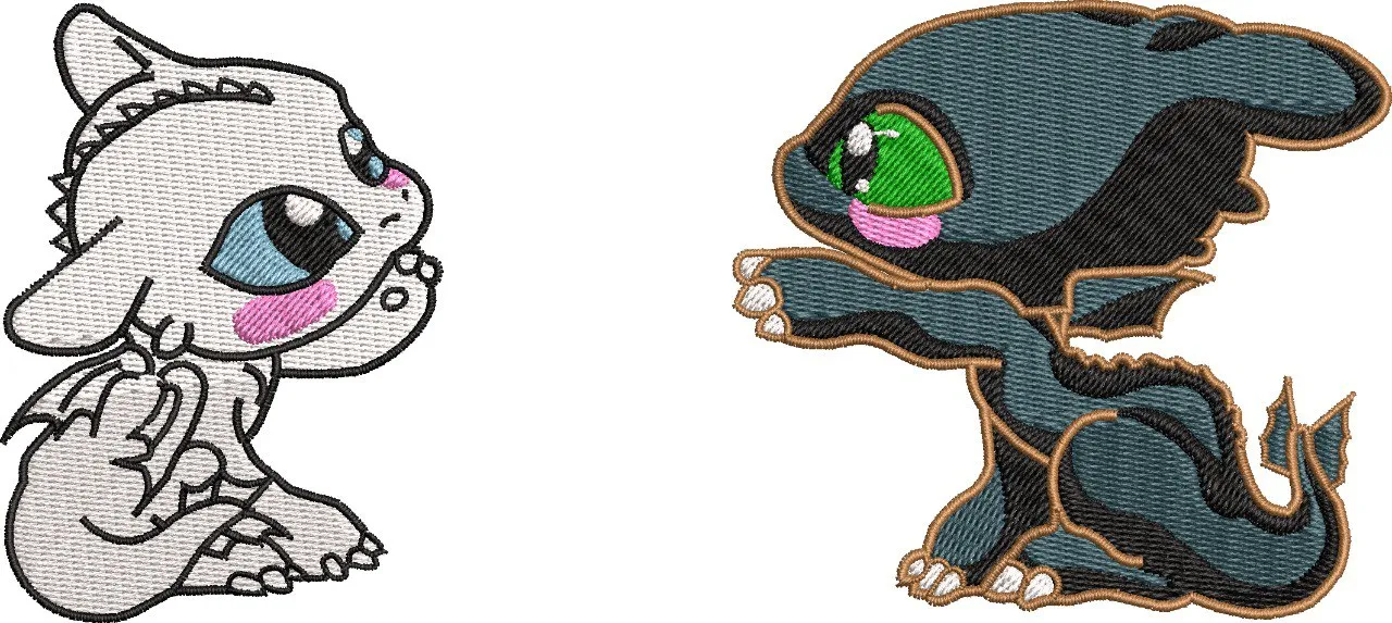 Alternative view of  Chibi Light Fury and Toothless Face Off 
