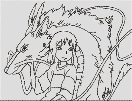 Alternative view of  Chihiro and Haku Spirited Away Outline 
