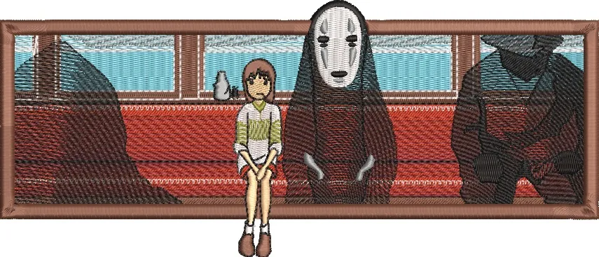Alternative view of  Chihiro and No Face Spirited Away Train Scene Embroidery 