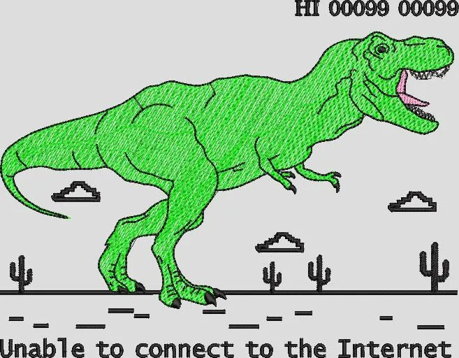 Alternative view of  Chrome Dinosaur Game with Green T Rex 