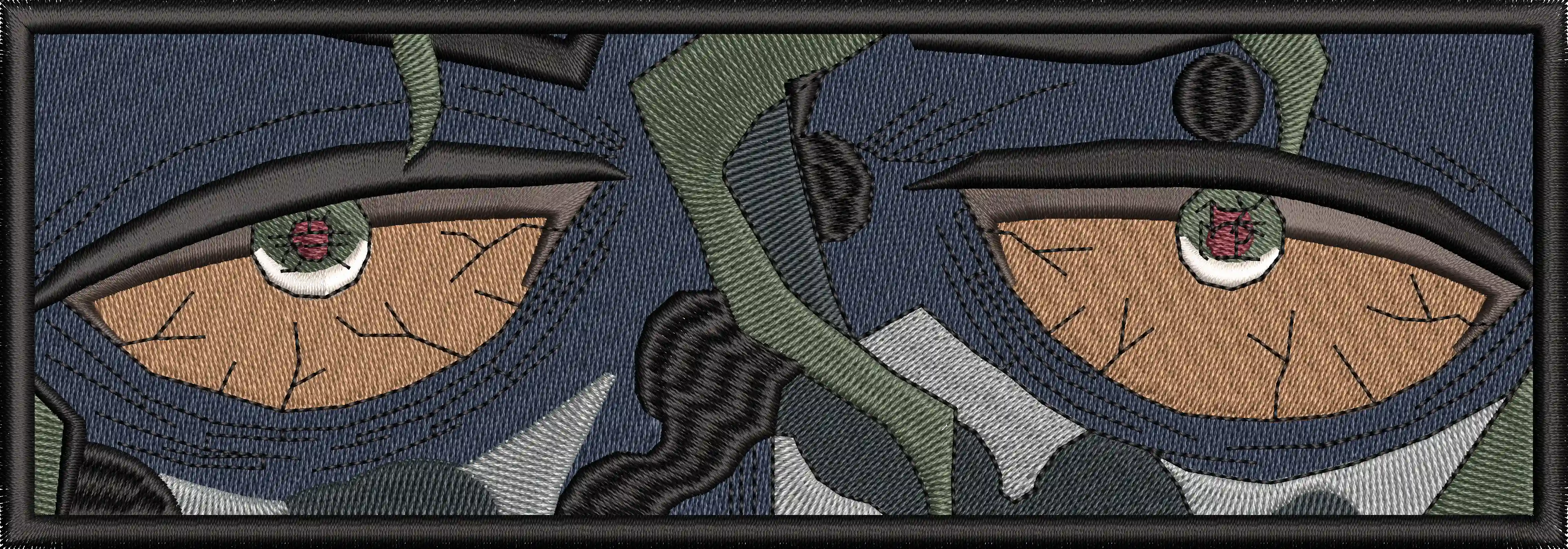 Alternative view of  Close Up Anime Eyes with Camouflage and Stitches 