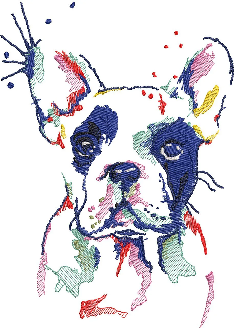 Alternative view of  Colorful French Bulldog Sketch Embroidery 