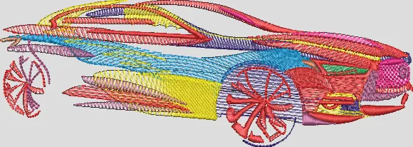 Alternative view of  Colorful Sports Car Embroidery Design 