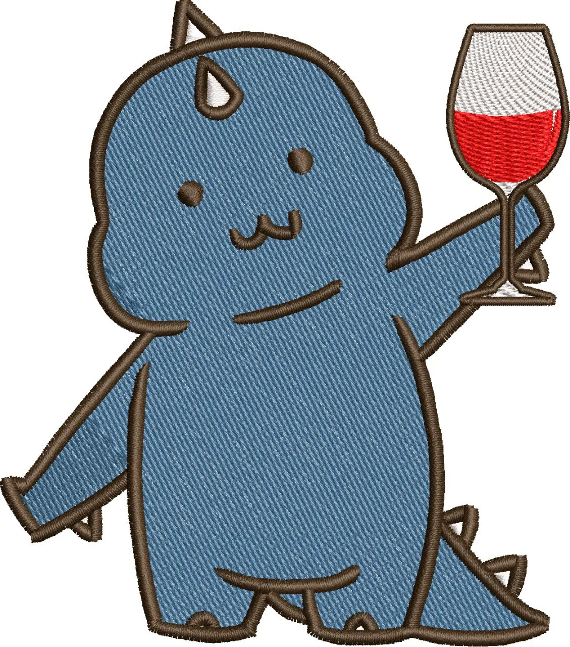 Alternative view of  Cute Blue Dinosaur Holding Wine Glass 