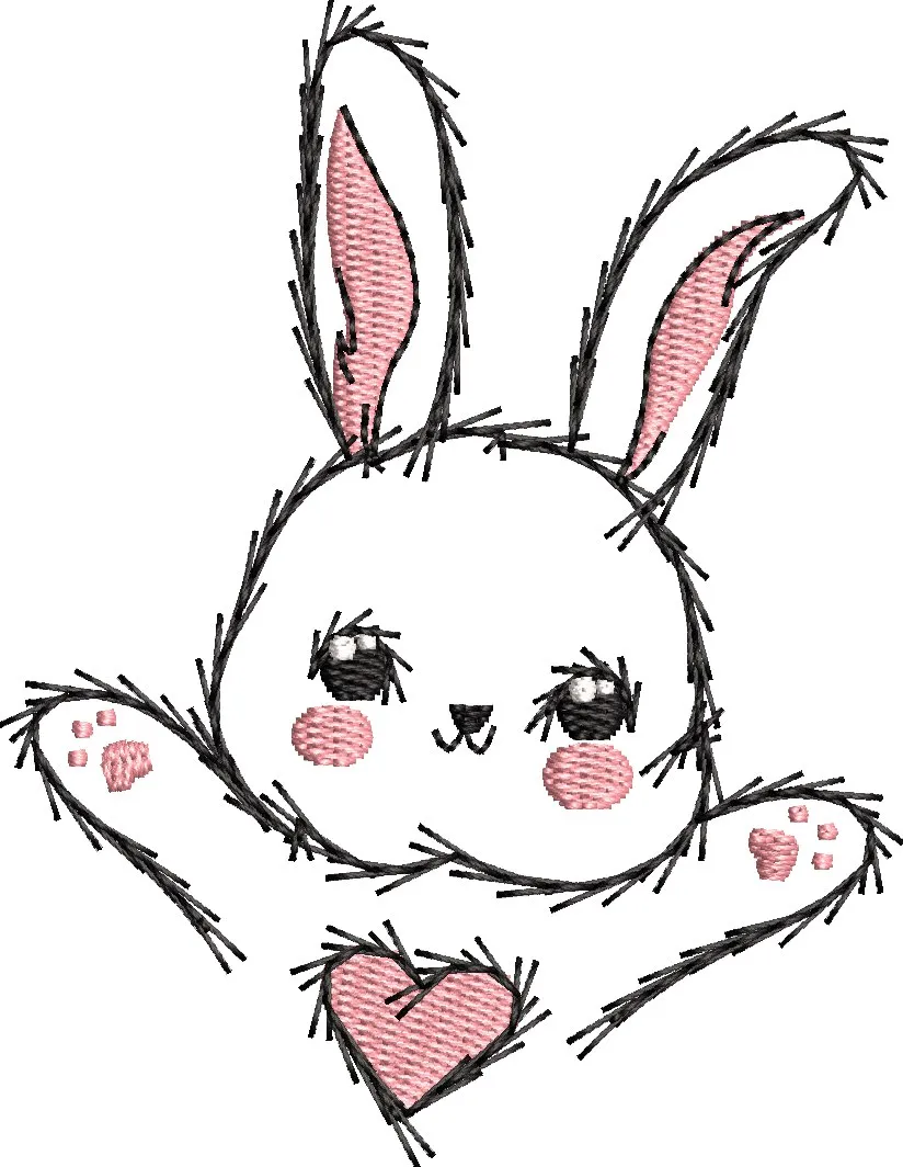 Alternative view of  Cute Bunny with Heart Embroidery 