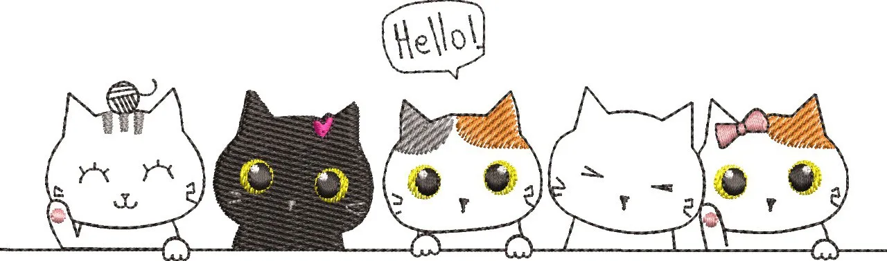 Alternative view of  Cute Cats with Accessories and Hello Speech Bubble 