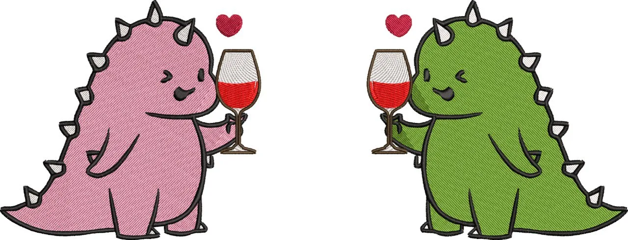 Alternative view of  Cute Dinosaurs Toasting Wine 
