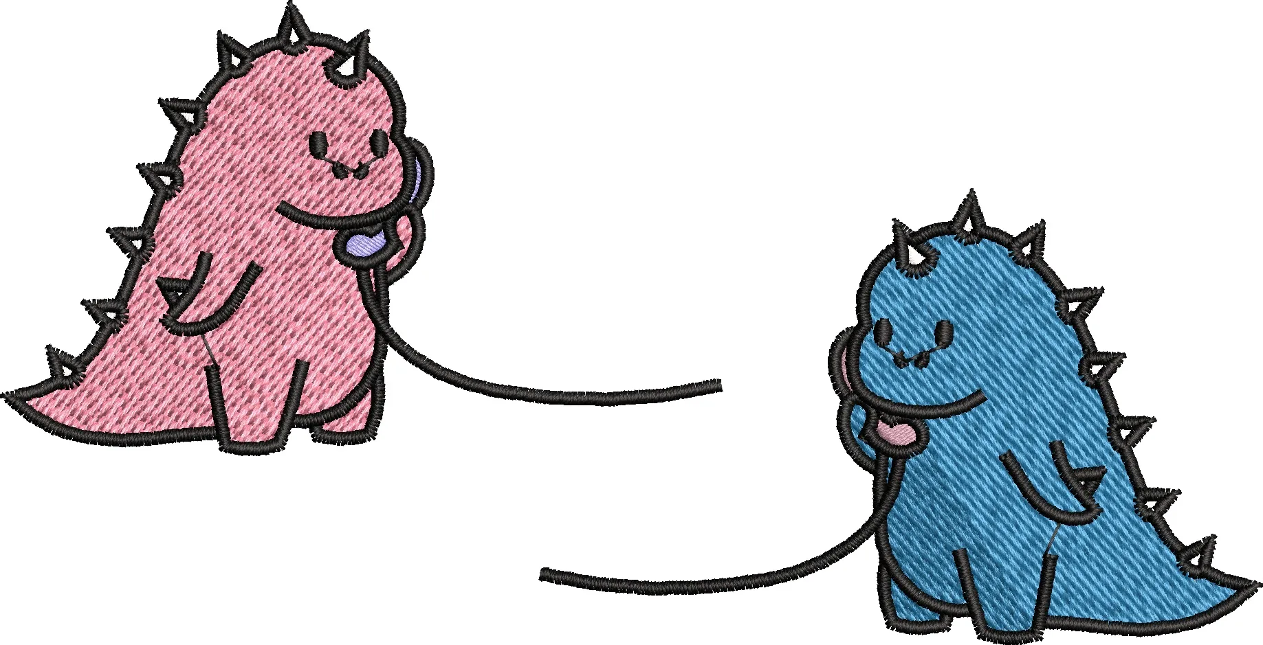 Alternative view of  Cute Pink and Blue Dinosaurs with Toy Phones 