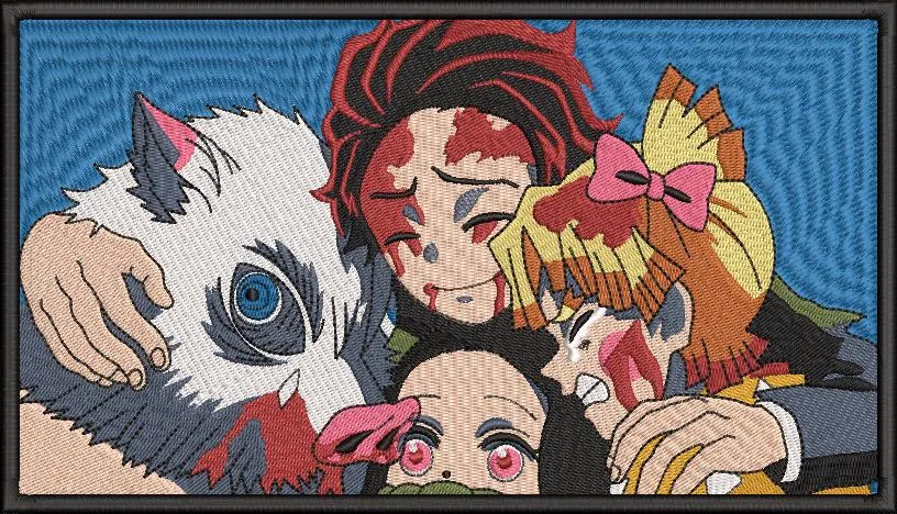 Alternative view of  Demon Slayer Group Hug Embroidery 