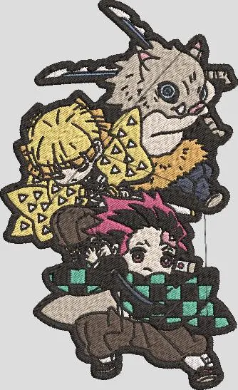 Alternative view of  Demon Slayer Trio Chibi Embroidery Patch 