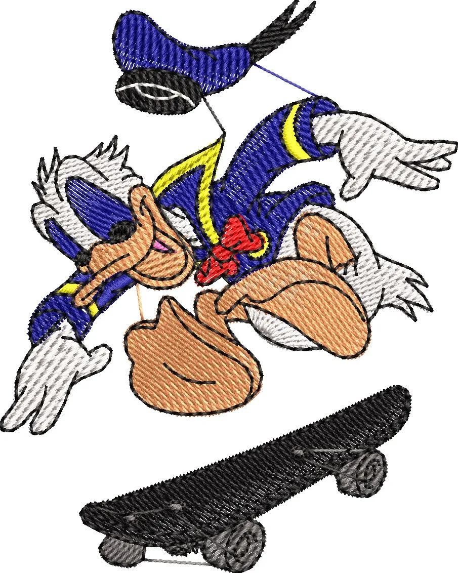 Alternative view of  Donald Duck Skateboarding Embroidery 