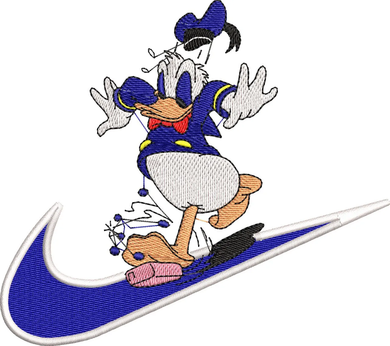 Alternative view of  Donald Duck on Nike Swoosh Embroidery 