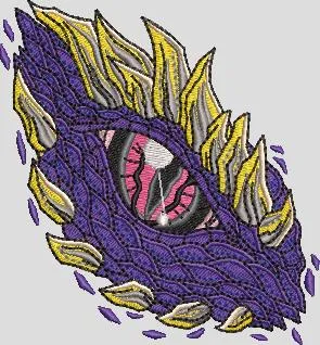 Alternative view of  Dragon Eye with Purple Scales and Gold Spikes 