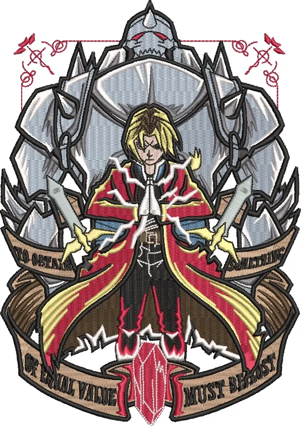 Alternative view of  Edward and Alphonse Elric with Philosopher Stone Embroidery 