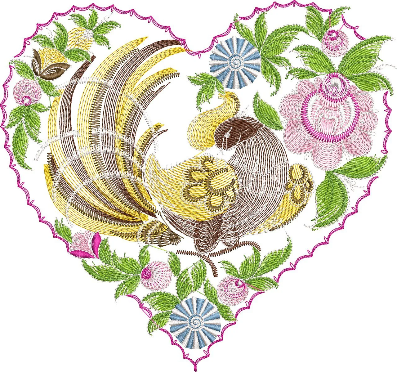 Alternative view of  Embroidered Bird in Heart Shaped Floral Frame 