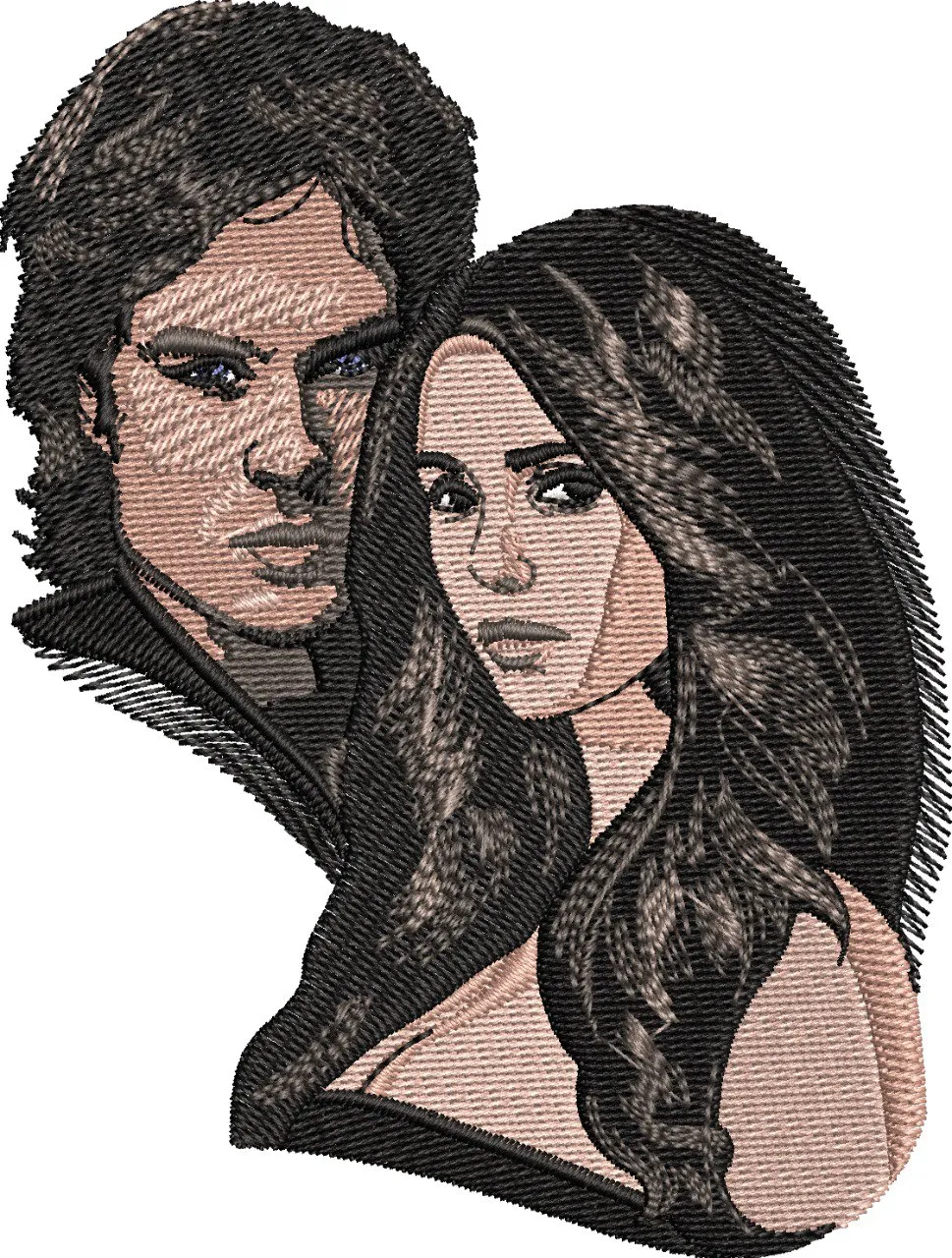 Alternative view of  Embroidered Couple Portrait with Dark Hair 