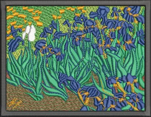 Alternative view of  Embroidered Irises in Garden Patch 