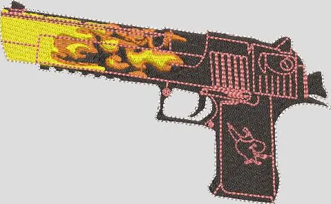 Alternative view of  Embroidered Pistol with Flames Design 