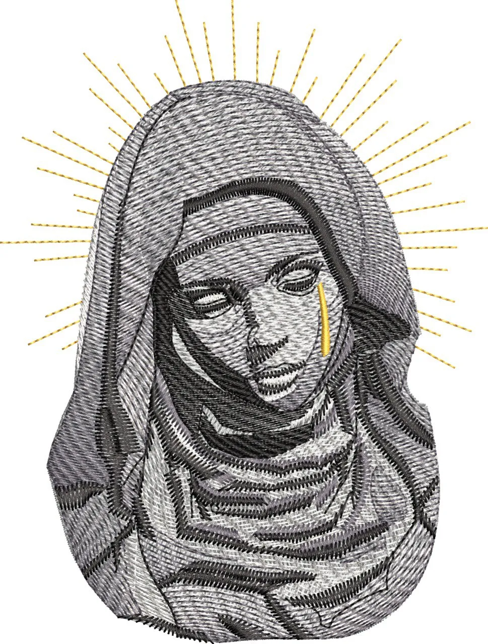 Alternative view of  Embroidered Weeping Madonna with Halo 