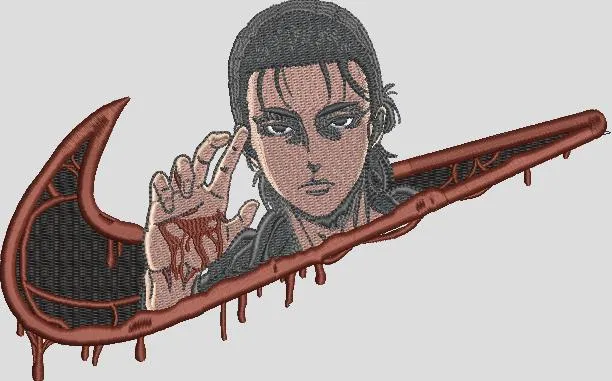 Alternative view of  Eren Yeager with Bloody Nike Logo 