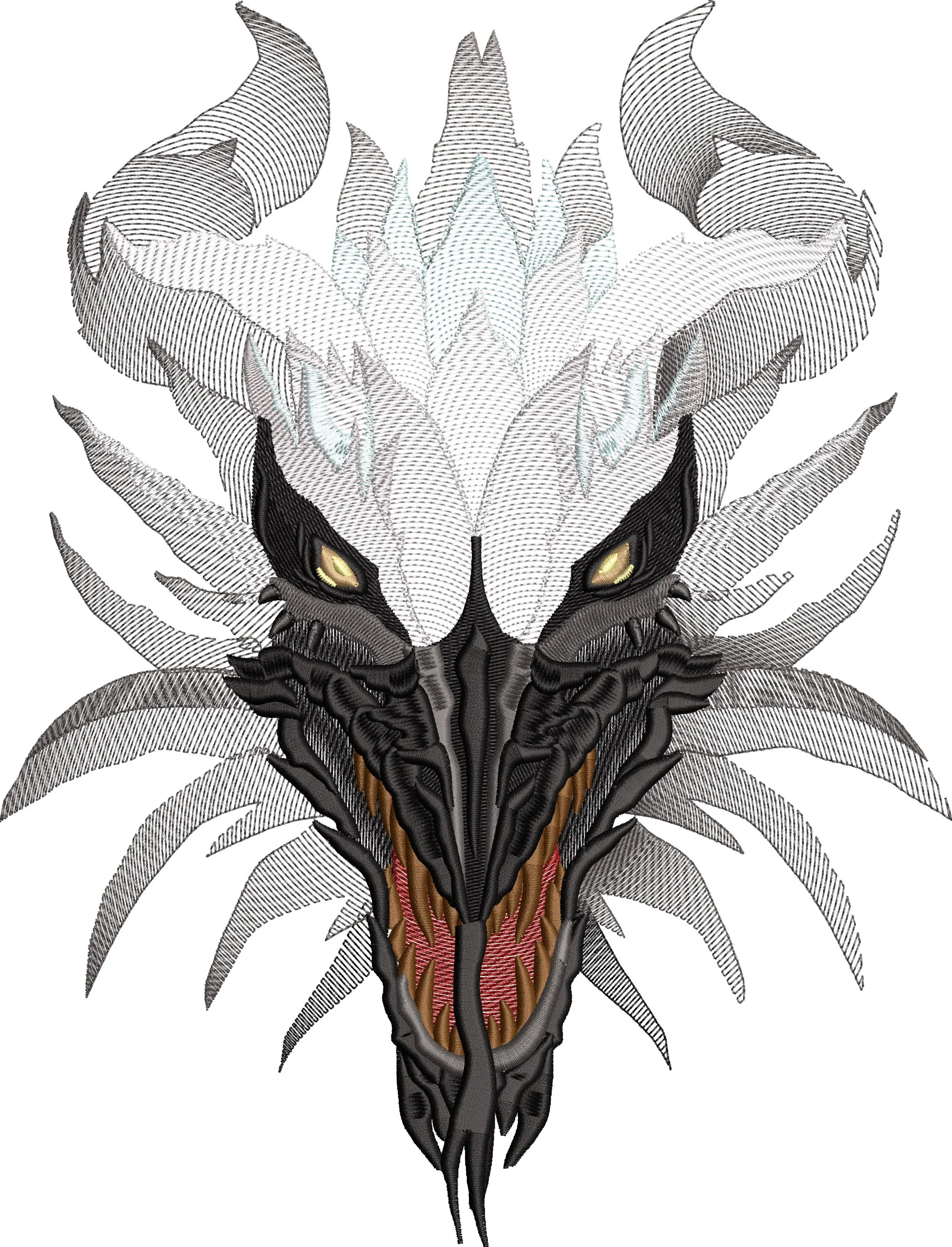 Alternative view of  Fierce White Horned Dragon Head 