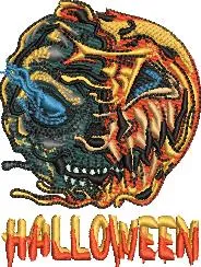 Alternative view of  Fiery Halloween Skull Pumpkin Head 