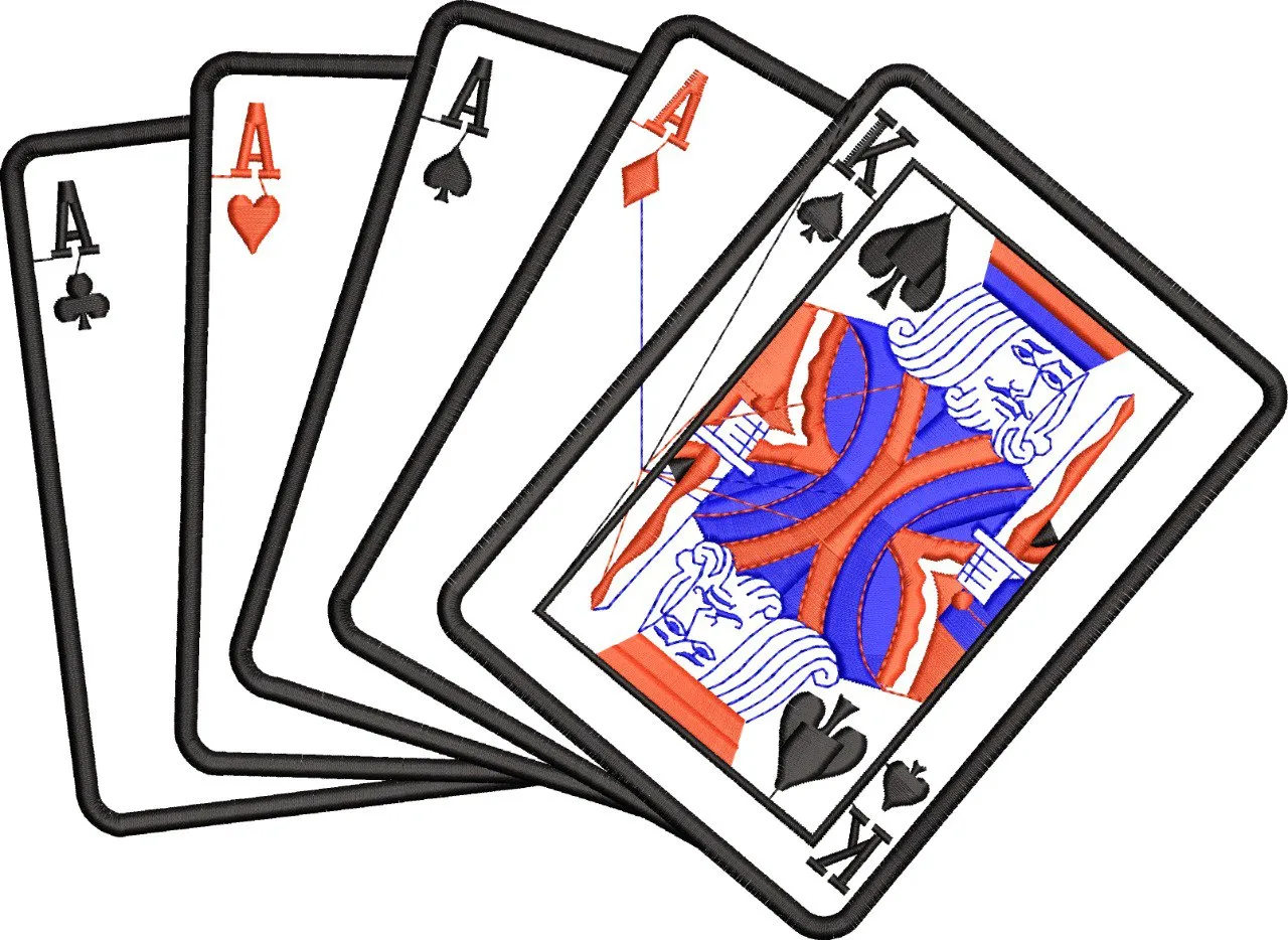 Alternative view of  Four Aces with King of Spades Poker Hand 