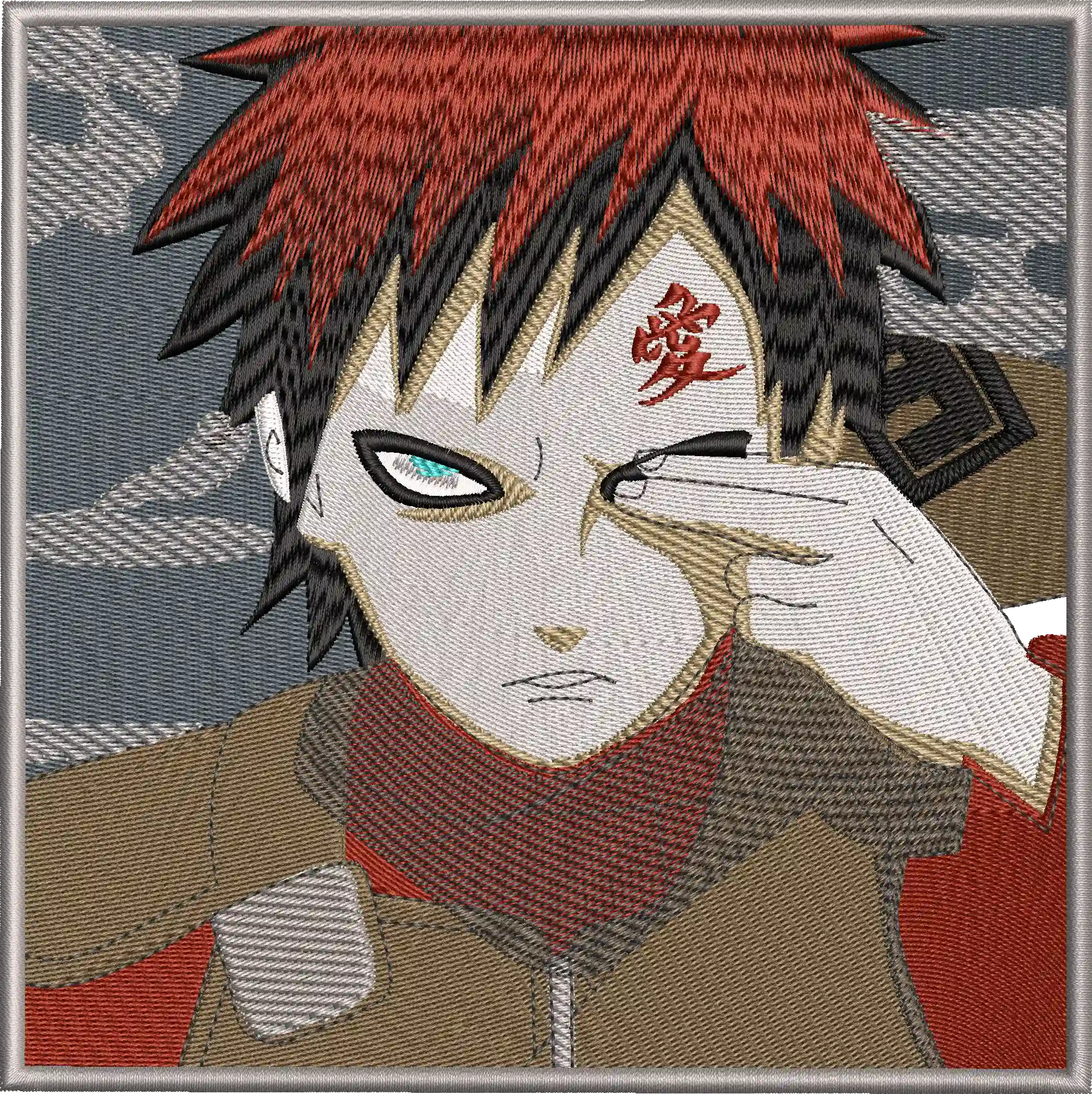 Alternative view of  Gaara Embroidery Portrait with Sand Background 