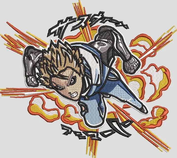 Alternative view of  Genos Action Pose with Comic Explosion 
